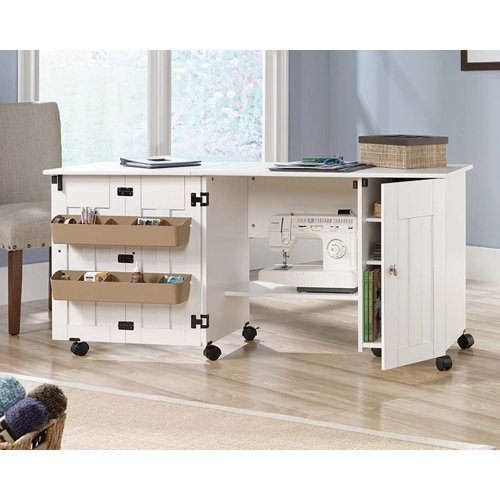 Decor+ 38'' x 19'' Foldable Sewing Table with Sewing Machine Platform